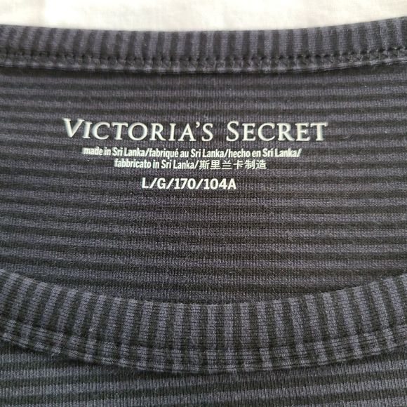 Victoria’s Secret Modal Twist Tie Crop Tee Stripe Black & Grey Large NWT - Picture 5 of 9